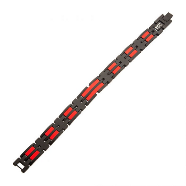 Stainless Steel Matte Black & Red Plated Dante Link Bracelet Image 4 Erica DelGardo Jewelry Designs Houston, TX