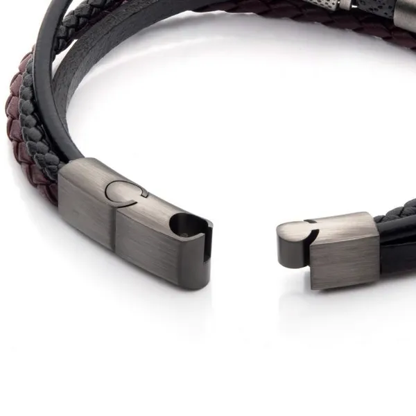 Black & Burgundy Leather with Lava Stone Bead Multi-Strand Bracelet Image 3 Erica DelGardo Jewelry Designs Houston, TX