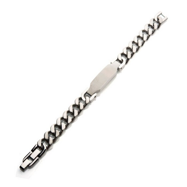 Matte Finish Stainless Steel Engravable ID Curb Chain Bracelet Image 2 Erica DelGardo Jewelry Designs Houston, TX