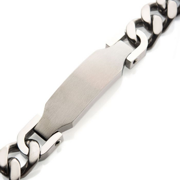 Matte Finish Stainless Steel Engravable ID Curb Chain Bracelet Image 3 Erica DelGardo Jewelry Designs Houston, TX