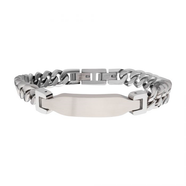 Matte Finish Stainless Steel Engravable ID Curb Chain Bracelet Erica DelGardo Jewelry Designs Houston, TX