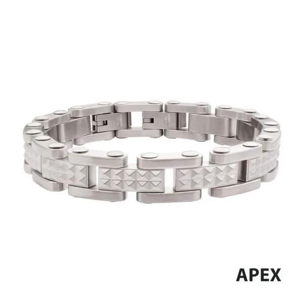 Stainless Steel Matte Finish Pyramid Stud Pattern Link Bracelet Erica DelGardo Jewelry Designs Houston, TX