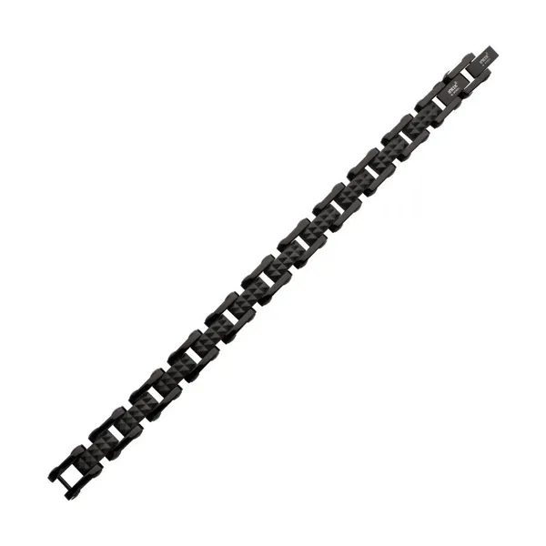Black IP Stainless Steel Mixed Finish Pyramid Stud Pattern Link Bracelet Image 3 Erica DelGardo Jewelry Designs Houston, TX