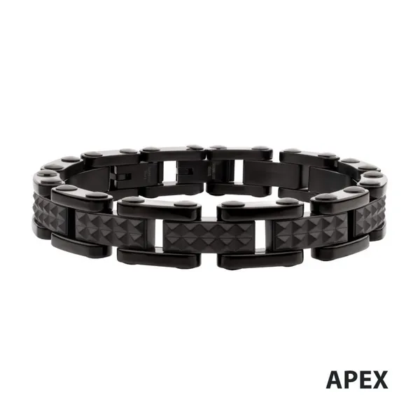 Black IP Stainless Steel Mixed Finish Pyramid Stud Pattern Link Bracelet Erica DelGardo Jewelry Designs Houston, TX