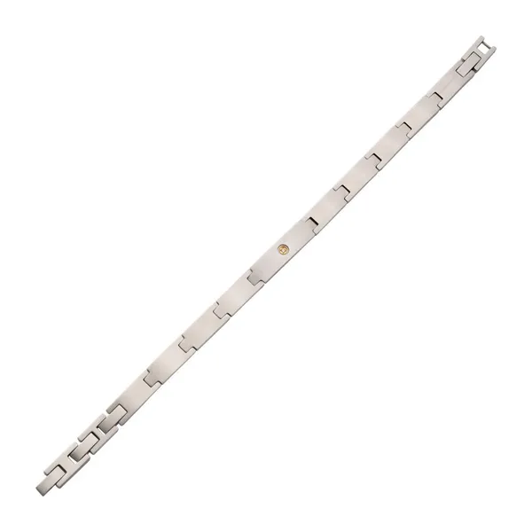 Stainless Steel Matte Finished Adjustable Link Bracelet with 1.6mm Genuine Clear Lab-Grown Diamond  - 7.5