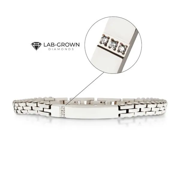 Trim Cut with Genuine Lab-Grown Clear Diamonds Tennis Steel Bracelet Image 2 Erica DelGardo Jewelry Designs Houston, TX