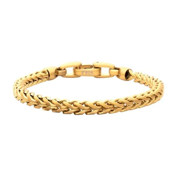 5mm 18KT Gold IP Stainless Steel Sandblast Franco Chain Bracelet. 8.5