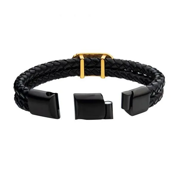 Double Strand Black Leather with Gold IP Longhorn Bracelet 8.25-8.75 Image 3 Erica DelGardo Jewelry Designs Houston, TX