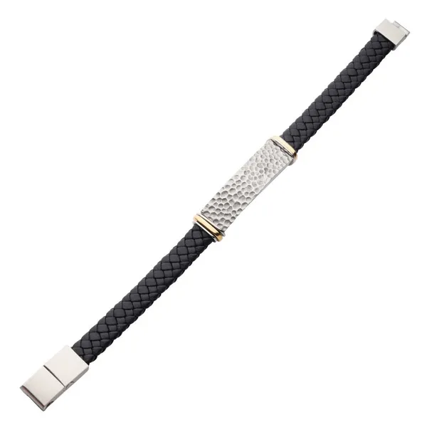 Black Leather with Blacksmith Hammered ID Bracelet Image 2 Erica DelGardo Jewelry Designs Houston, TX