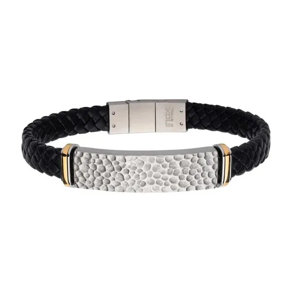 Black Leather with Blacksmith Hammered ID Bracelet Erica DelGardo Jewelry Designs Houston, TX
