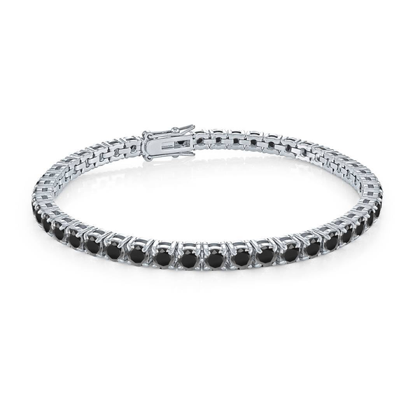 Stainless Steel 4mm Black CZ Side Clasp Tennis Bracelet 8.5'' Erica DelGardo Jewelry Designs Houston, TX
