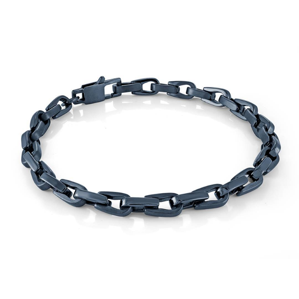 Stainless Steel Blue IP 5.5mm Cylinder Bracelet 8