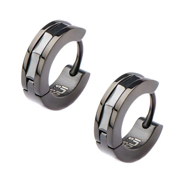 Stainless Steel Black IP Huggies Earrings Erica DelGardo Jewelry Designs Houston, TX