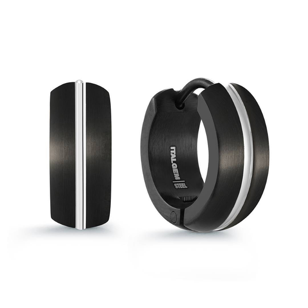 Stainless Steel Black Immersion Plated Brushed Striped Huggies Erica DelGardo Jewelry Designs Houston, TX