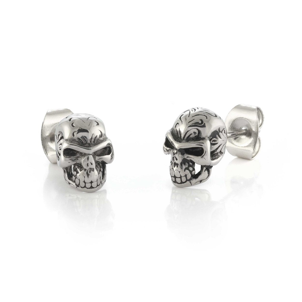 Stainless Steel Skull Stud Earrings Erica DelGardo Jewelry Designs Houston, TX