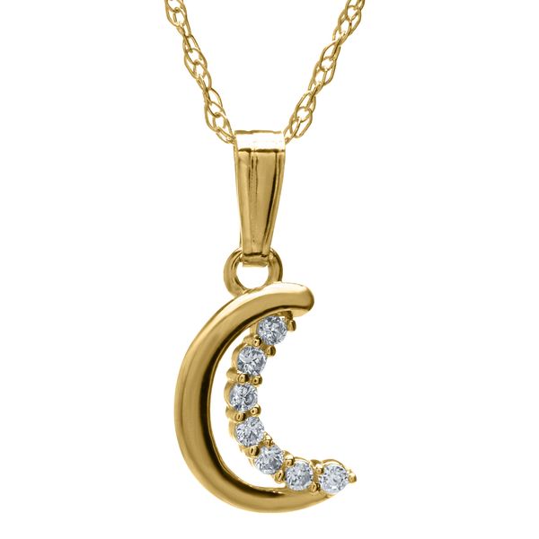 14KY CZ Moon Children's Necklace Image 2 Erica DelGardo Jewelry Designs Houston, TX