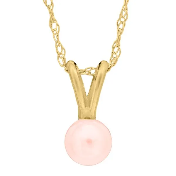 14KY Pink Dyed Pearl Children's Necklace Image 2 Erica DelGardo Jewelry Designs Houston, TX