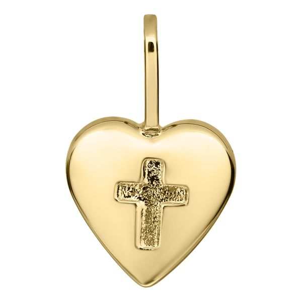 14KY Gold Heart w/ Cross Children's Necklace Erica DelGardo Jewelry Designs Houston, TX
