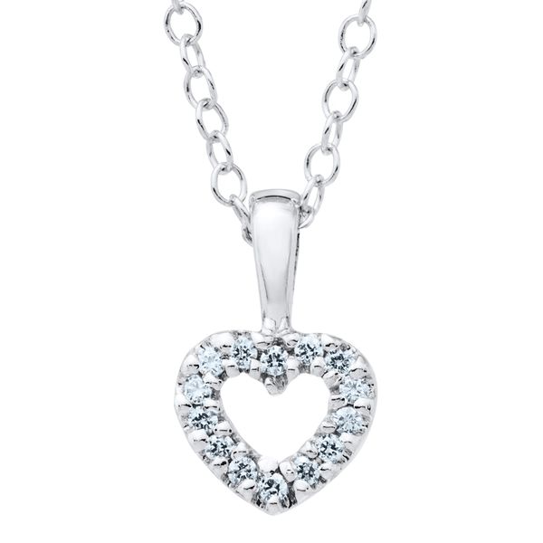 Sterling Silver Open Heart CZ Children's Necklace Image 2 Erica DelGardo Jewelry Designs Houston, TX