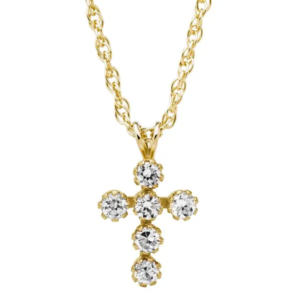 14KY CZ Cross Children's Pendant Image 2 Erica DelGardo Jewelry Designs Houston, TX