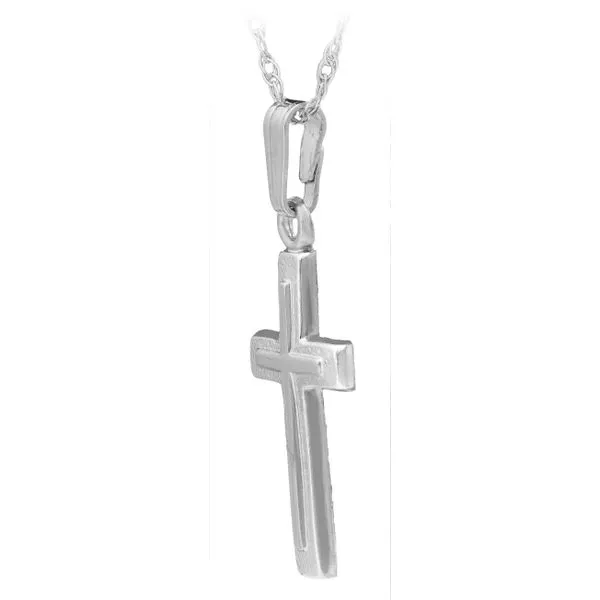 Sterling Silver Embossed Cross Children's Necklace Image 2 Erica DelGardo Jewelry Designs Houston, TX