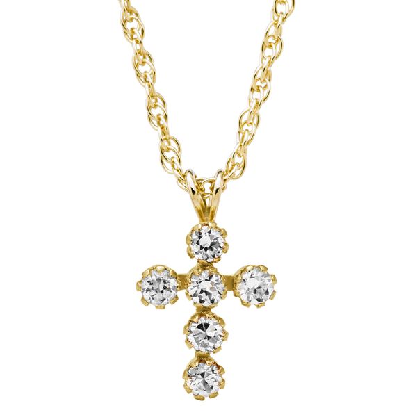 14KY CZ Cross Children's Pendant Image 2 Erica DelGardo Jewelry Designs Houston, TX