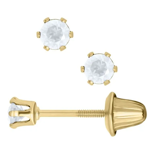 14KY White Topaz Children's Earrings Erica DelGardo Jewelry Designs Houston, TX