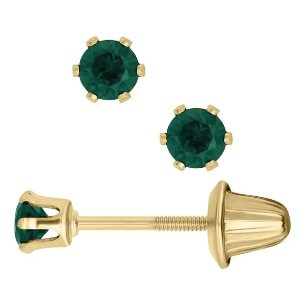 14KY Emerald Children's Earrings Erica DelGardo Jewelry Designs Houston, TX