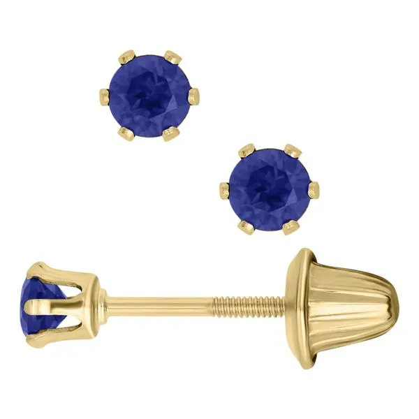 14KY Sapphire Children's Earrings Erica DelGardo Jewelry Designs Houston, TX