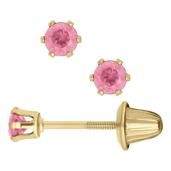 14KY Pink Tourmaline Children's Earrings Erica DelGardo Jewelry Designs Houston, TX