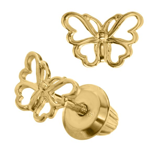 14KY Butterfly Children's Earrings Image 2 Erica DelGardo Jewelry Designs Houston, TX