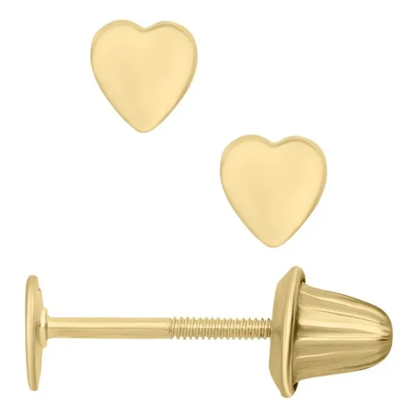 14KY Gold Heart Children's Earrings Erica DelGardo Jewelry Designs Houston, TX
