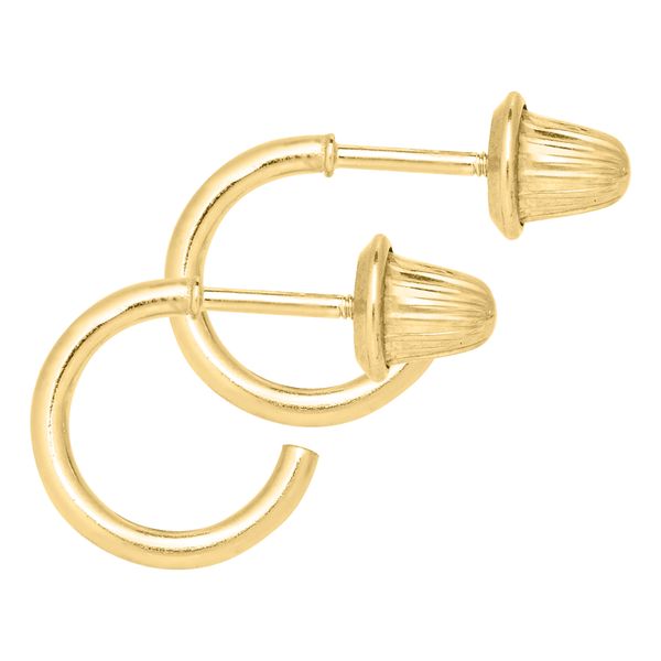 14KY Gold Safety Hoop Earrings Image 2 Erica DelGardo Jewelry Designs Houston, TX