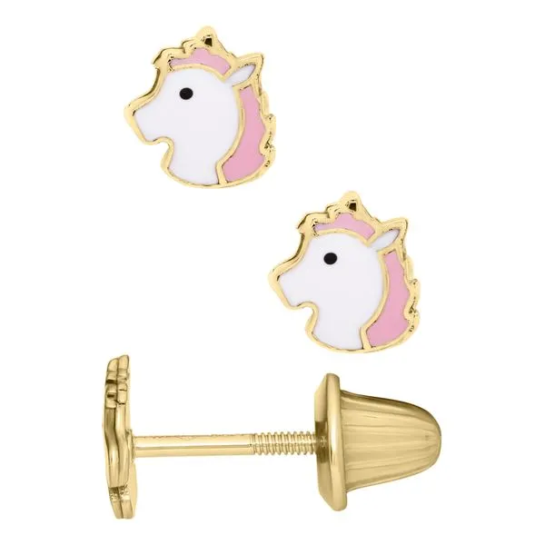 14KY Enamel Pony Children's Earrings Erica DelGardo Jewelry Designs Houston, TX
