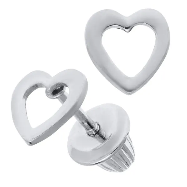 Sterling Silver Open Heart Children's Earrings Image 2 Erica DelGardo Jewelry Designs Houston, TX