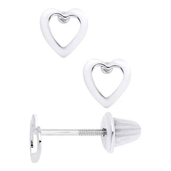 Sterling Silver Open Heart Children's Earrings Erica DelGardo Jewelry Designs Houston, TX