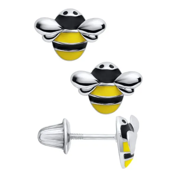 Sterling Silver Bumble Bee Children's Earrings Erica DelGardo Jewelry Designs Houston, TX