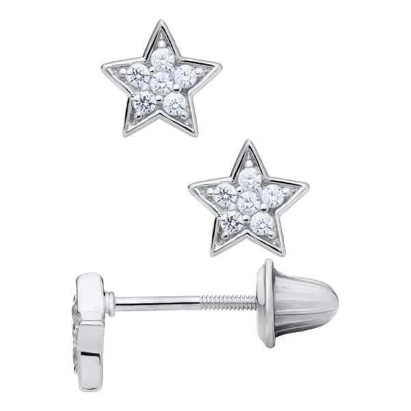 Sterling Silver Star CZ Children's Earrings Erica DelGardo Jewelry Designs Houston, TX