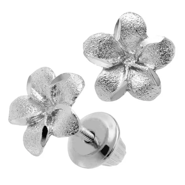Sterling Silver Flower Children's Earrings Image 2 Erica DelGardo Jewelry Designs Houston, TX