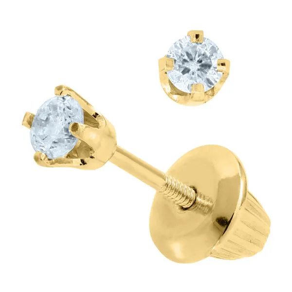 14KY Diamond Children's Earrings Image 2 Erica DelGardo Jewelry Designs Houston, TX