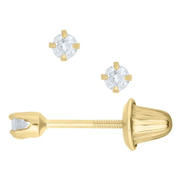 14KY Diamond Stud Children's Earrings Erica DelGardo Jewelry Designs Houston, TX