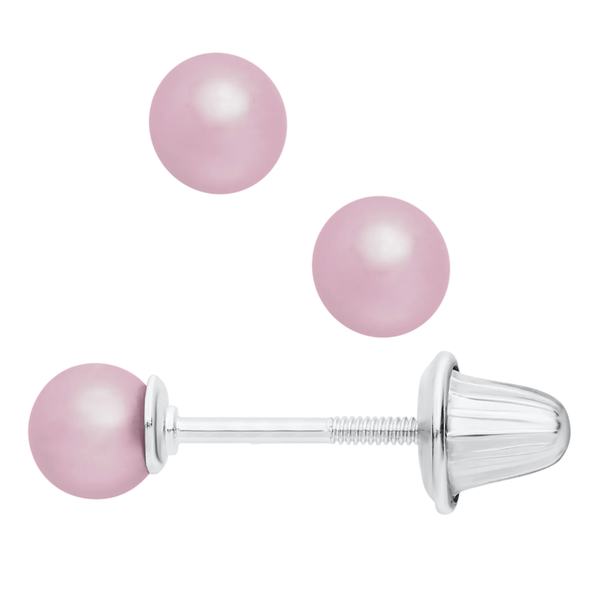 Sterling Silver Dyed Pink Pearl Children's Earrings Erica DelGardo Jewelry Designs Houston, TX