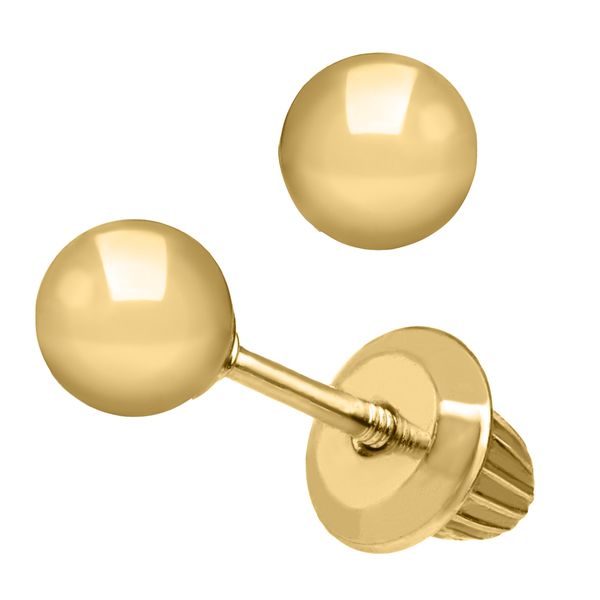 14KY 4mm Ball Stud Children's Earrings Image 2 Erica DelGardo Jewelry Designs Houston, TX