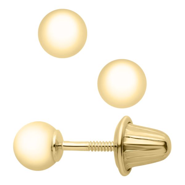 14KY 4mm Ball Stud Children's Earrings Erica DelGardo Jewelry Designs Houston, TX