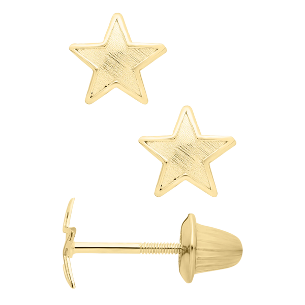 14K Yellow Gold Star Children's Earrings Erica DelGardo Jewelry Designs Houston, TX