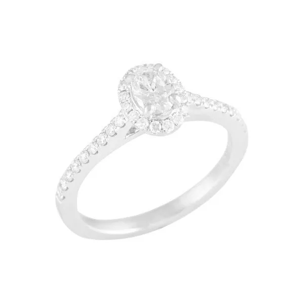 14Kt White Gold Oval Halo Engagement Ring Erickson Jewelers Iron Mountain, MI