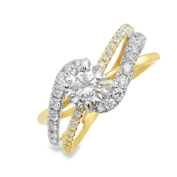 14Kt White and Yellow Gold Criss Cross Engagement Ring Erickson Jewelers Iron Mountain, MI