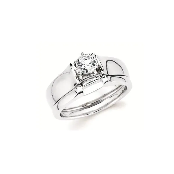 14K White Gold Solitaire Cathedral Engagement Ring Erickson Jewelers Iron Mountain, MI