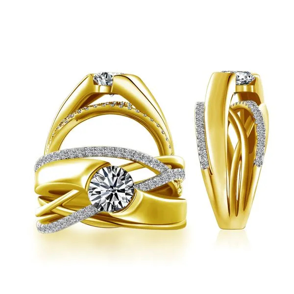 14Kt Two Tone Diamond Wide Style Multi Row Bypass Engagement Ring Erickson Jewelers Iron Mountain, MI