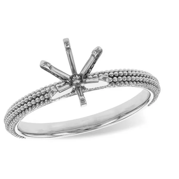 14Kt White Gold Beaded Style Solitaire Engagement Ring Erickson Jewelers Iron Mountain, MI